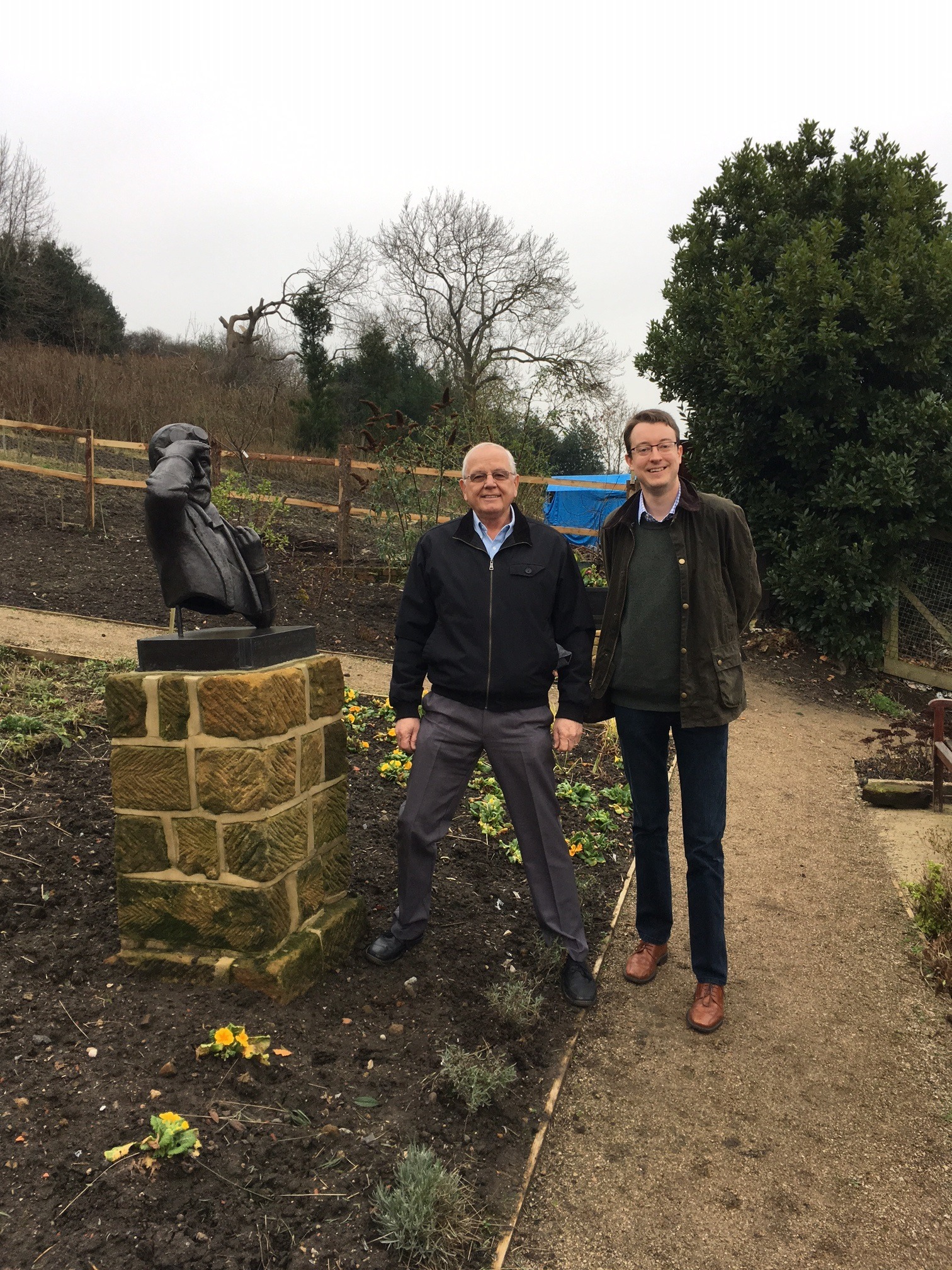 Simon with Cllr Cliff Foggo in Skelton's Ringrose Orchard Garden
