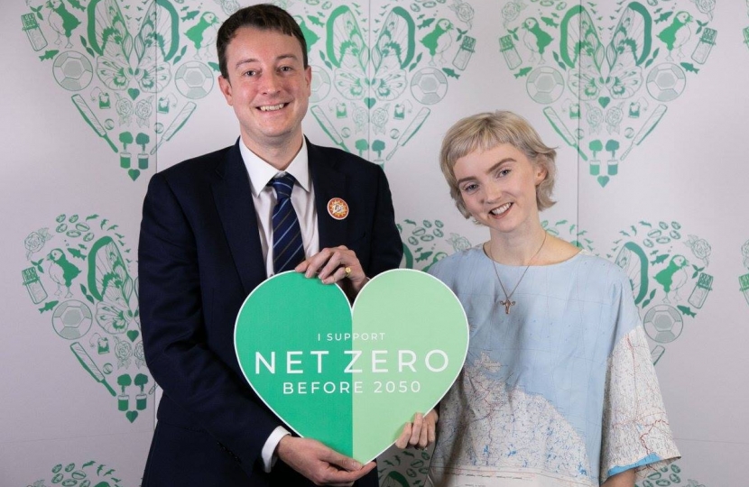 Simon supporting Net Zero with Lily Cole