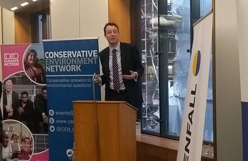 Simon speaking at a COnservative Environment Network event