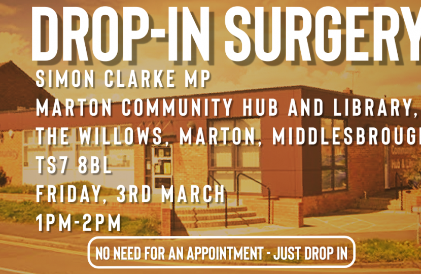 Drop-in Surgery 1pm-2pm Friday at MARTON LIBRARY