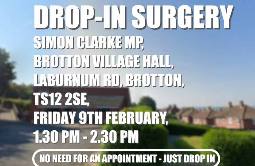 📅 DROP-IN SURGERY: This Friday in #Brotton - I look forward to seeing you there!