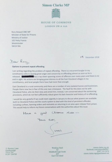 Simon's letter to the Minister