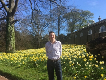 Simon enjoying at the daffodils