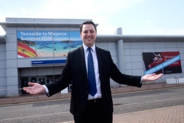 Ben at Teesside Airport for the flight announcement